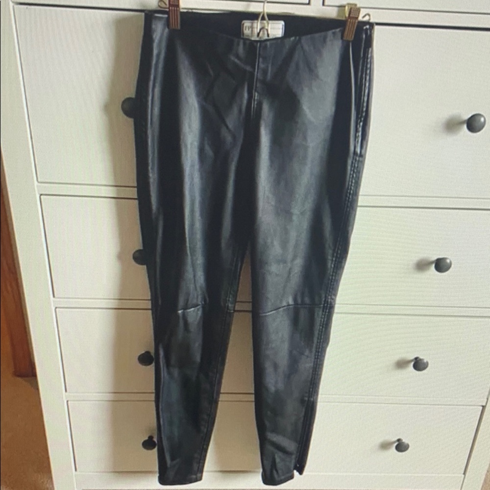 Free People Black Leather Skirt